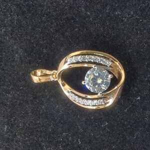 Pendant - gold plated - 1.5 CZ